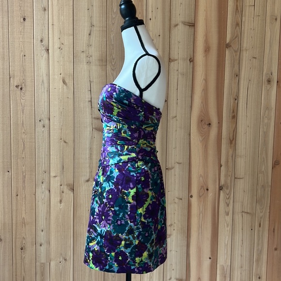 BCBG Maxazria Floral Print Strapless Dress US4 - Picture 2 of 8